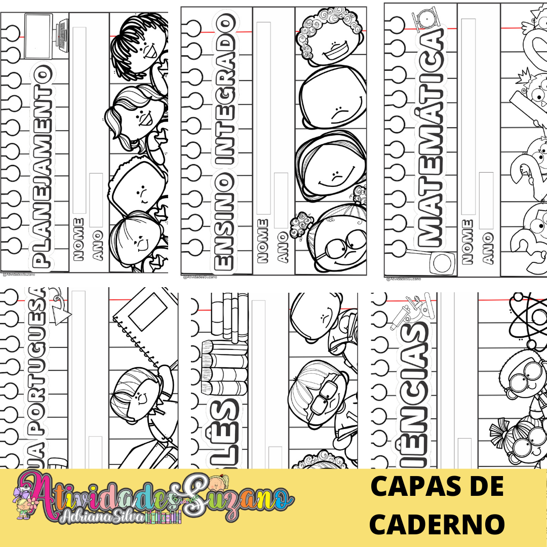 Capa de caderno – desenhos para colorir – Loja atividades Suzano
