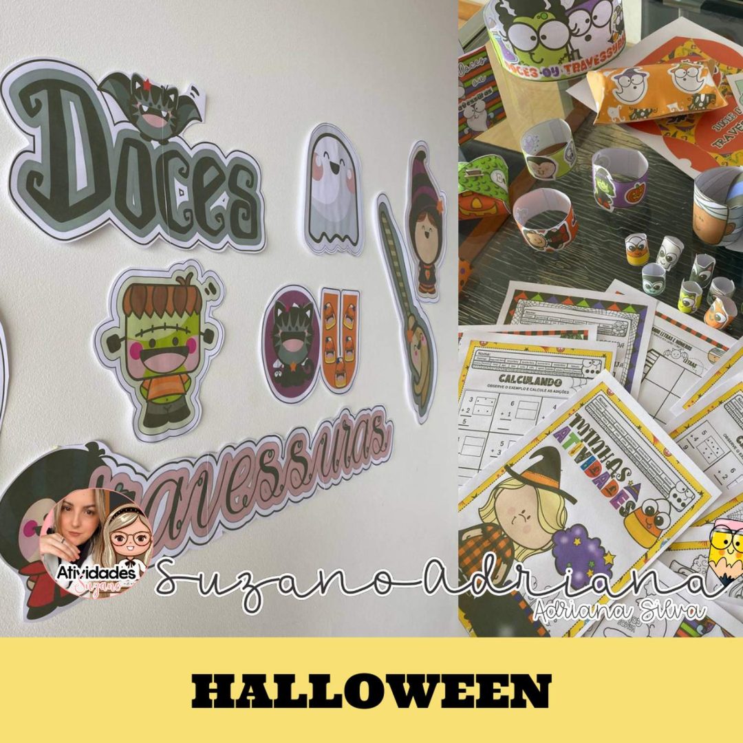 Kit Halloween com painel e atividades