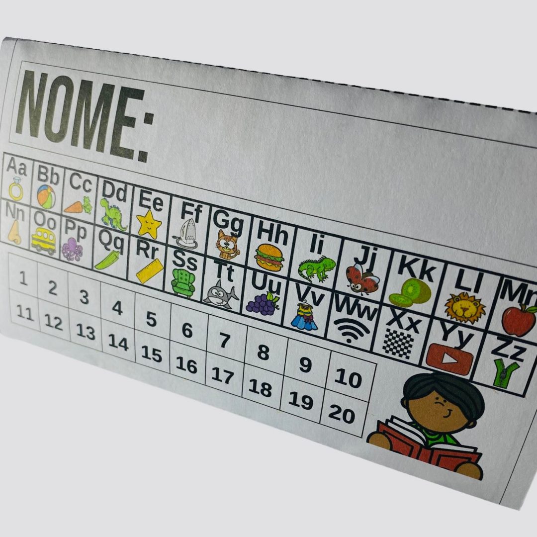 Crachá de mesa com silabário