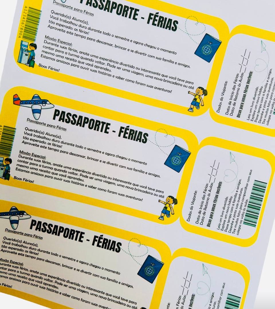 Bilhete de Férias em Formato de Passagem