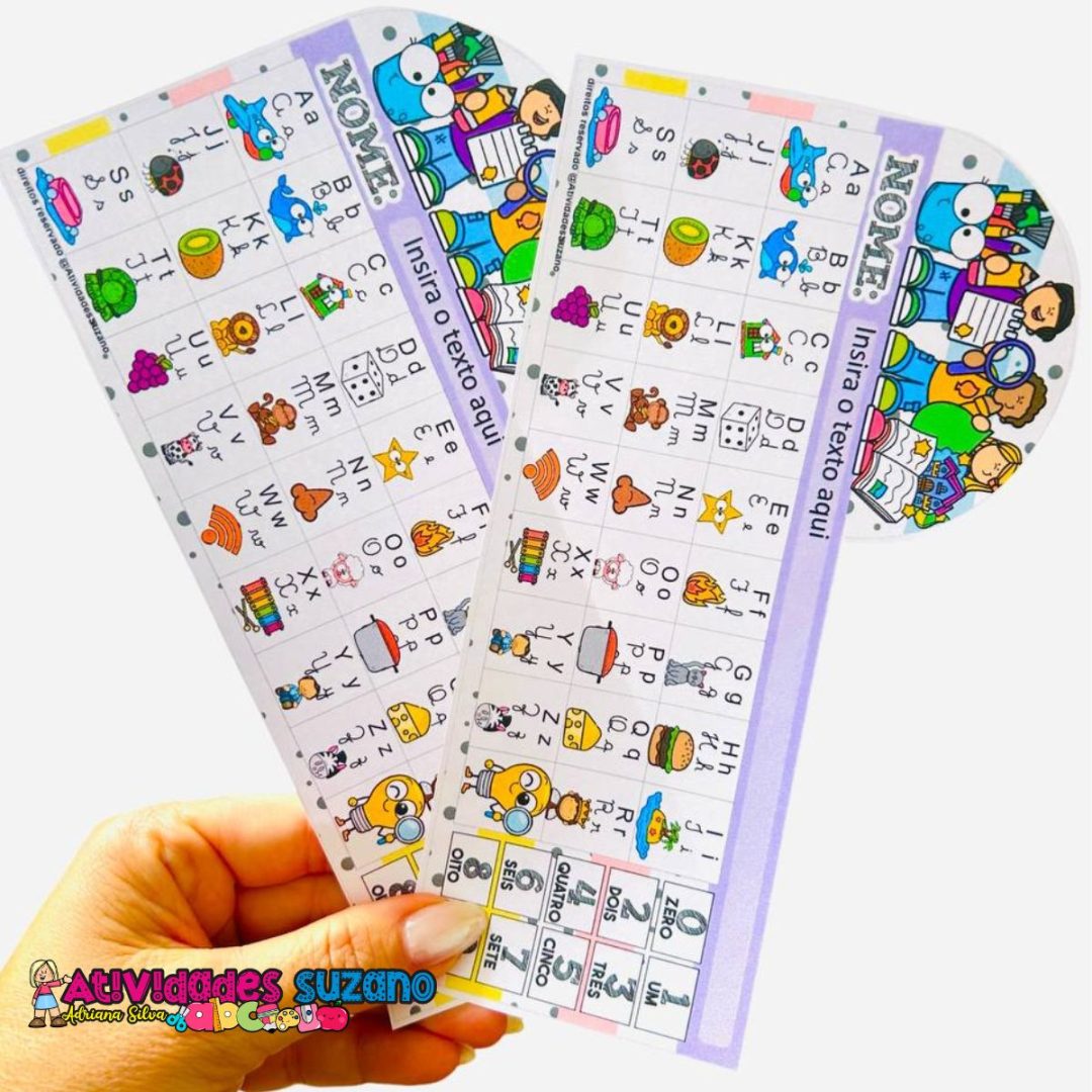 Crachá de Mesa com Alfabeto e Números – Editável no Word