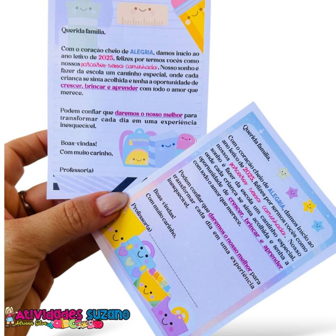 Cartões Coloridos de Volta às Aulas 2025