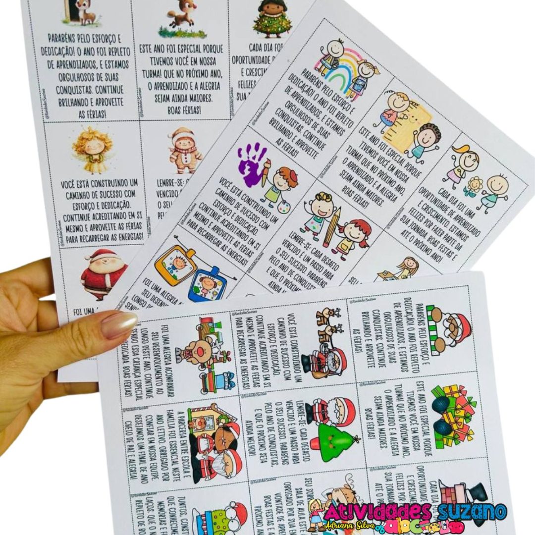 Recadinhos Natalinos para o Boletim Escolar