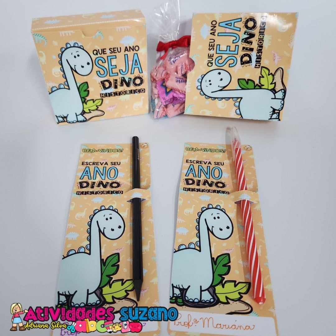 Caixinha e Porta-Lápis em Cartão – Tema Dinossauro