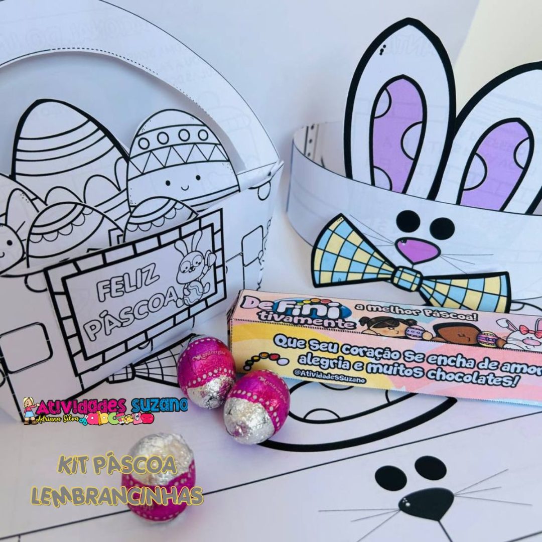 Kit de Lembrancinha de Páscoa – Coroas, Cestinha e Caixinha