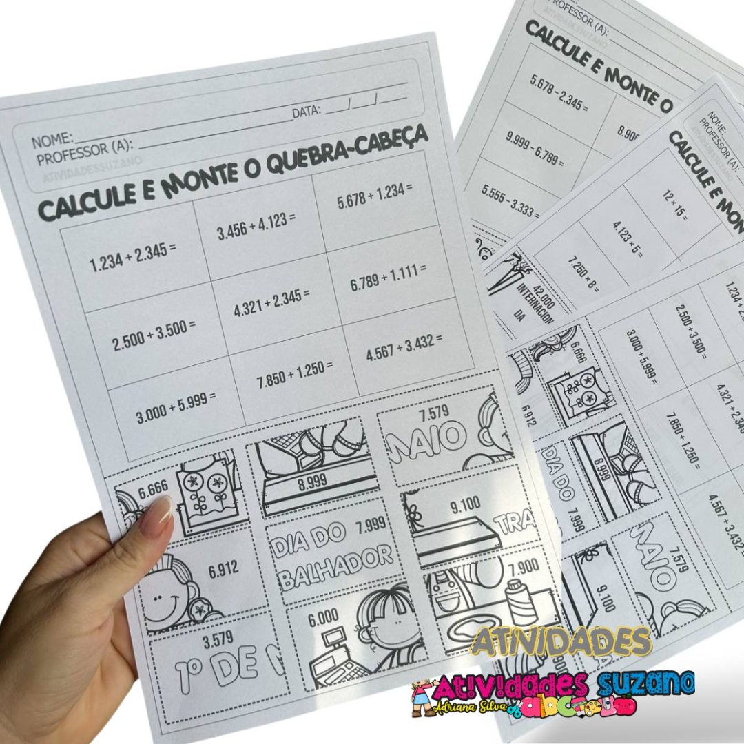 Quebra-Cabeças Matemáticos: Adição, Subtração e Multiplicação - Maio