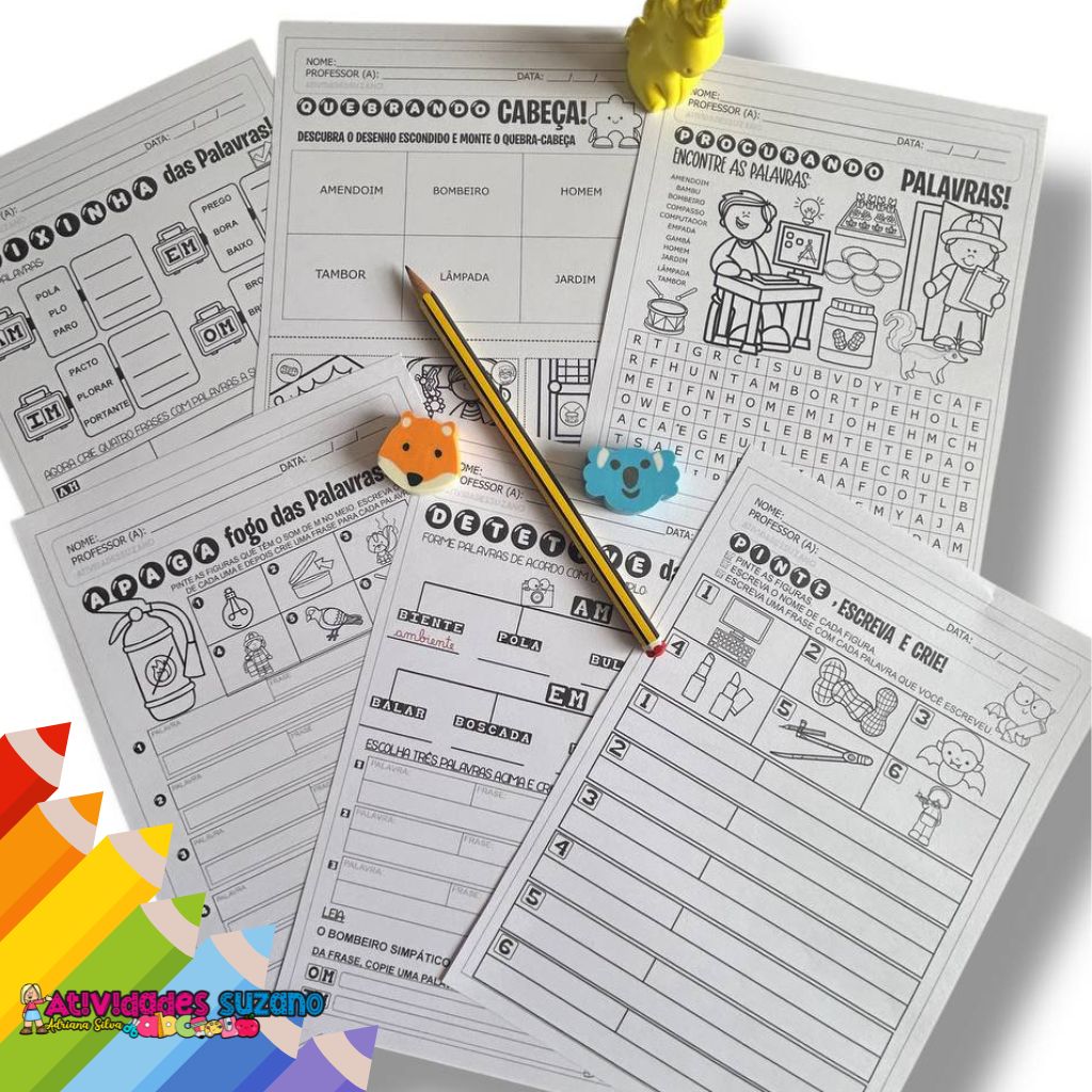 Atividades de ortografia: AM, EM, IM, OM, UM