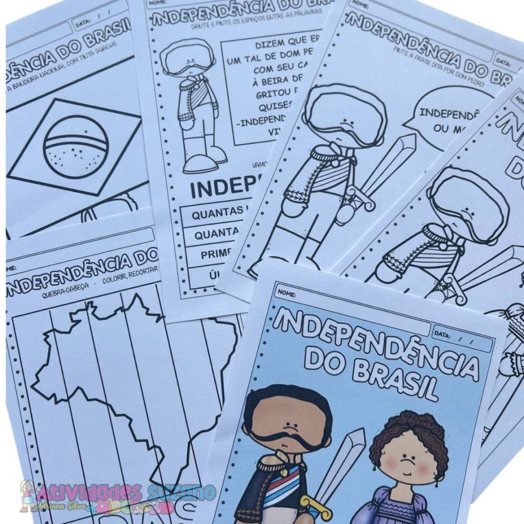 Atividades de Independência do Brasil para Educação Infantil – Desenhos, Bandeira, Quebra-Cabeça e Caça-Palavras