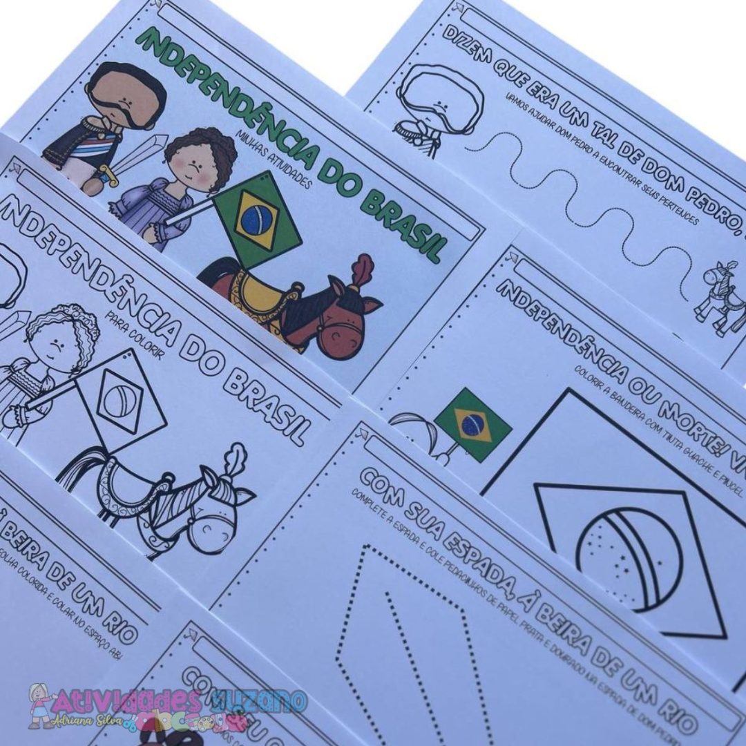 Kit com 7 Atividades de 7 de Setembro para Educação Infantil – Pintura, Colagem, Dobradura e Muito Mais
