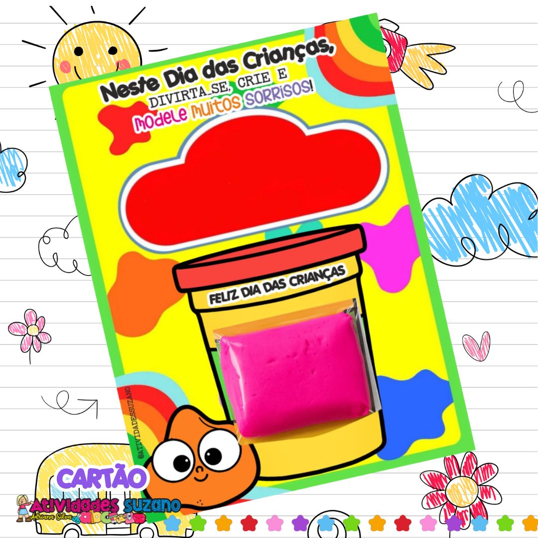Cartão Criativo com Massinha de Modelar – Lembrancinha para o Dia das Crianças
