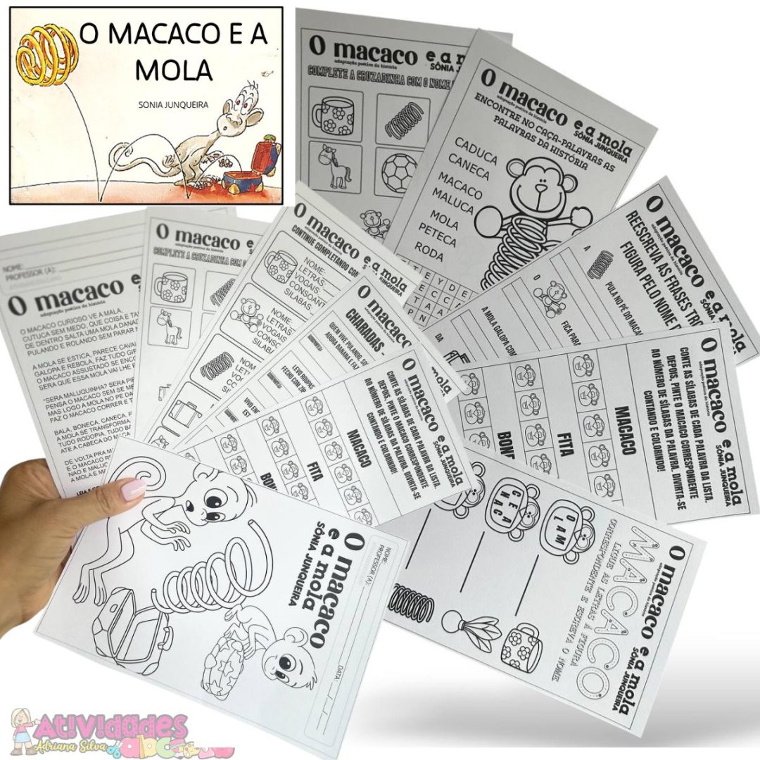Atividades “O Macaco e a Mola” de Sônia Junqueira – Arquivo para Imprimir (9 páginas)