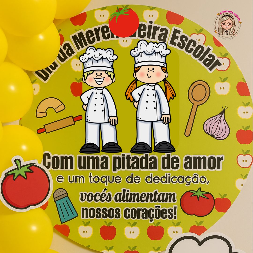 Kit Dia da Merendeira Escolar – Banner + Medalhas para Imprimir
