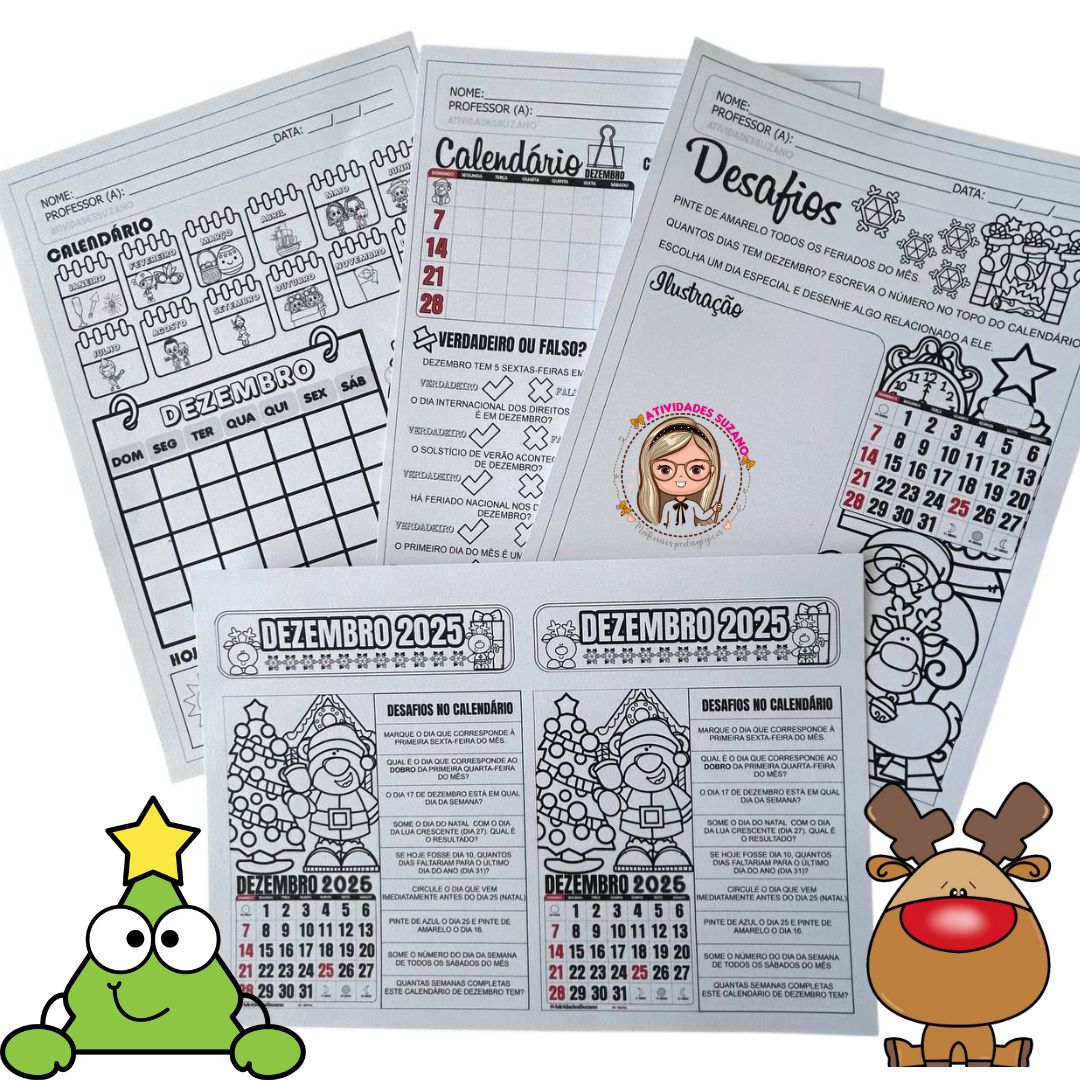 Calendário de Dezembro 2025 para Imprimir – Atividades Interativas e Desafios para Educação Infantil e Fundamental 1