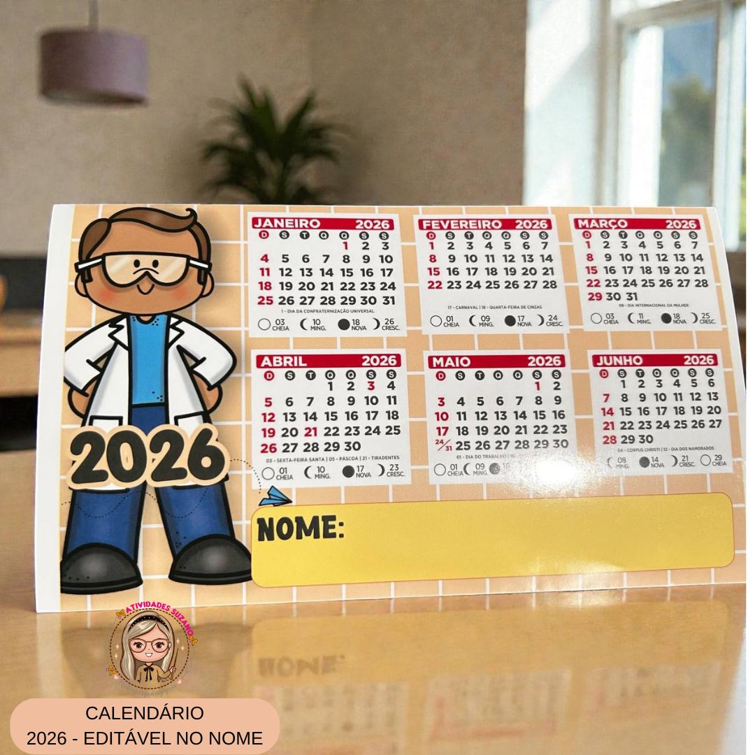 CALENDÁRIO DE MESA 2026 PERSONALIZÁVEL - 4 MODELOS