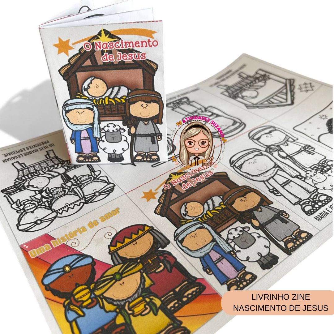Zine O Nascimento de Jesus para Colorir em PDF