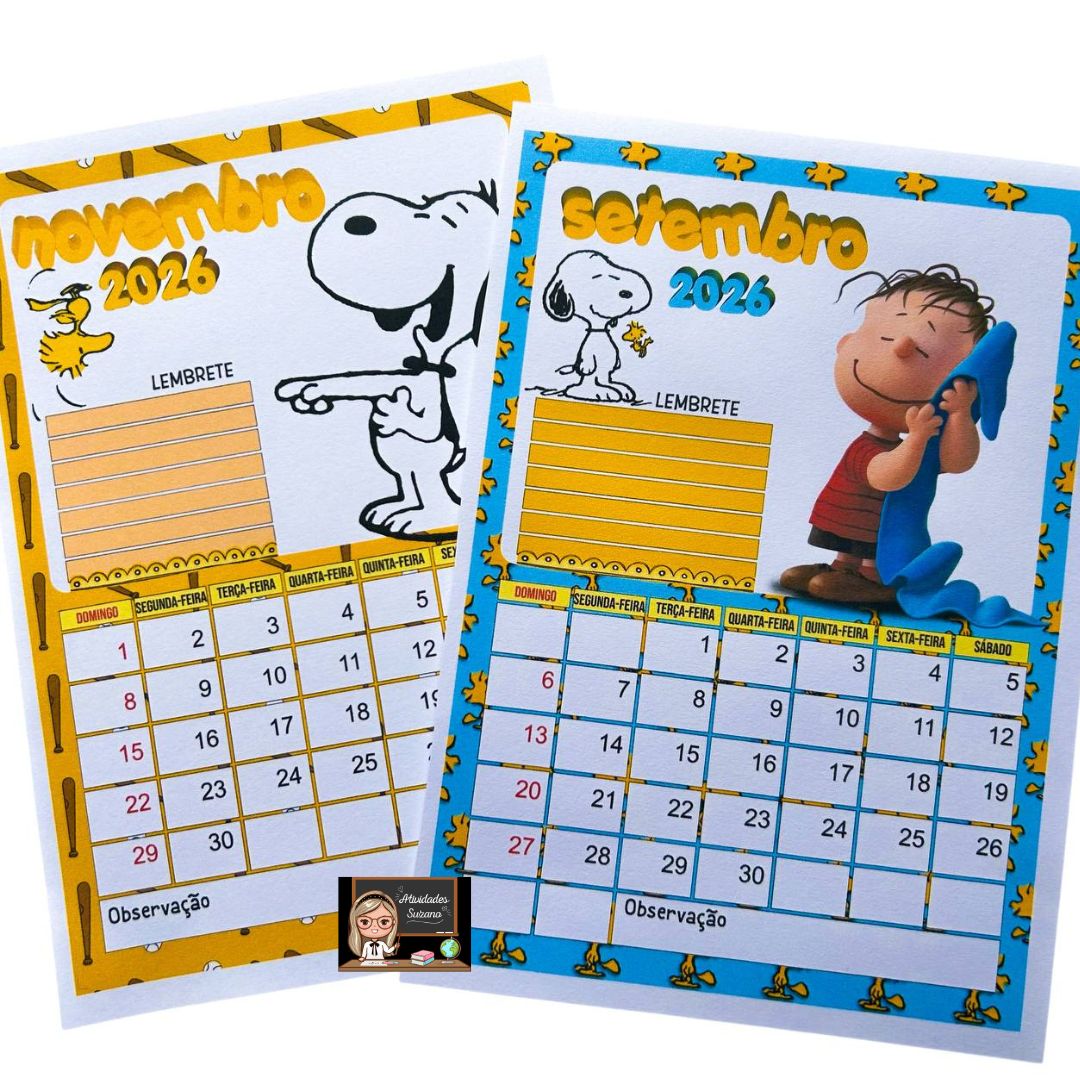 Calendário Infantil Temático – Snoopy