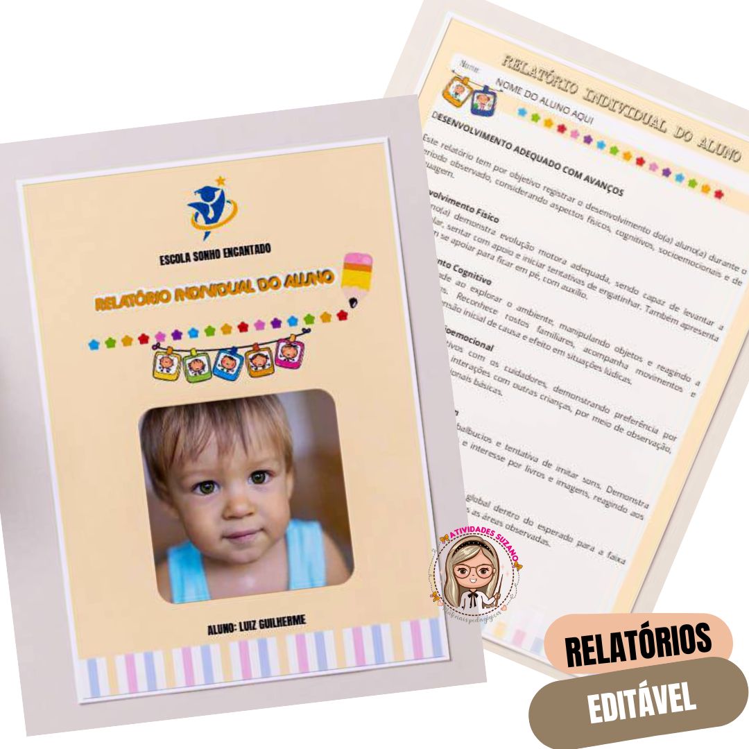 RELATÓRIOS DE DESENVOLVIMENTO INFANTIL – EDITÁVEIS NO CANVA