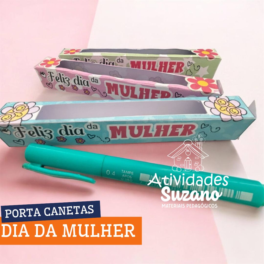 Porta-Canetas Dia das Mulheres – 3 Caixinhas Fofas para Imprimir