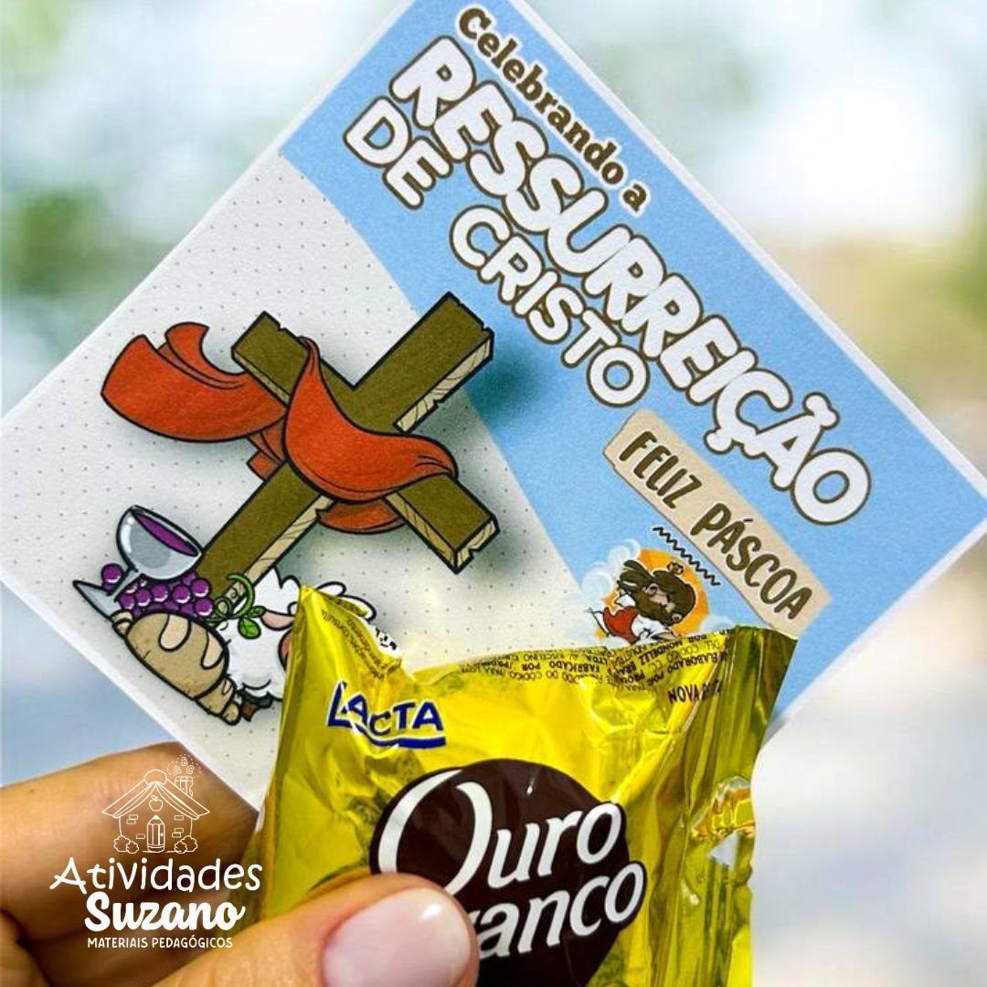 Cartão de Páscoa Cristã com Pulseirinha – Lembrancinha Pronta para Imprimir