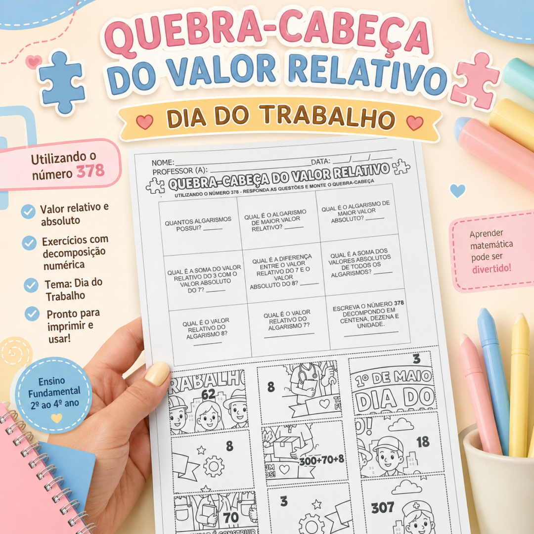 QUEBRA-CABEÇA DO VALOR RELATIVO E ABSOLUTO – DIA DO TRABALHO