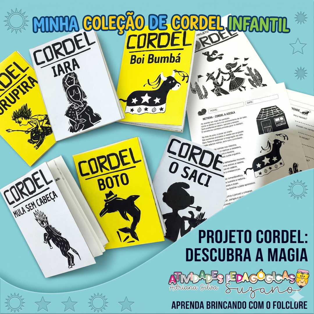 Kit Cordel do Folclore Brasileiro: Mula, Curupira, Saci, Iara, Boto e Boi Bumbá