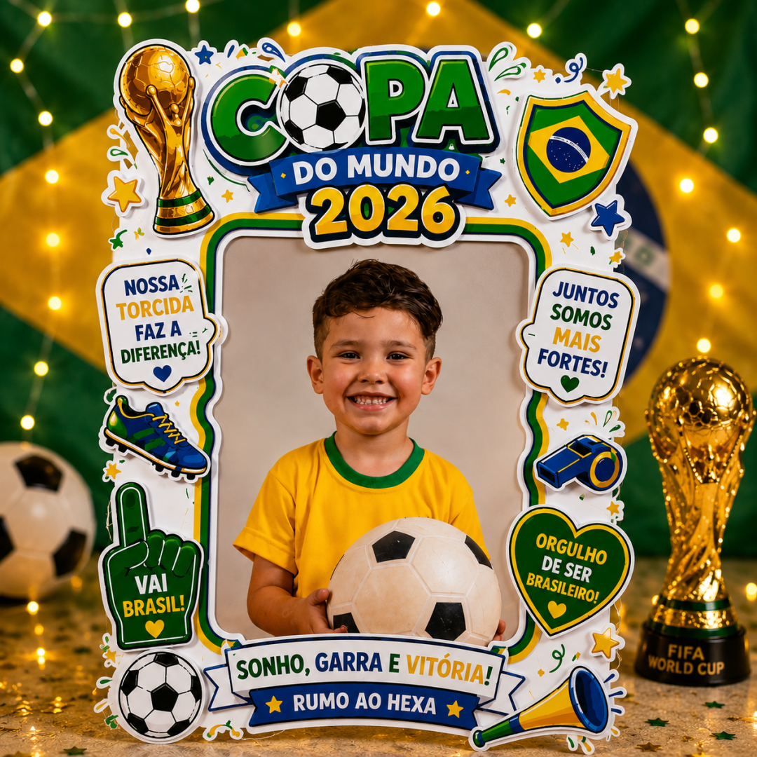 Kit Copa do Mundo 2026 para Imprimir | Cartaz para Colorir + Atividades + Molduras Editáveis no Canva