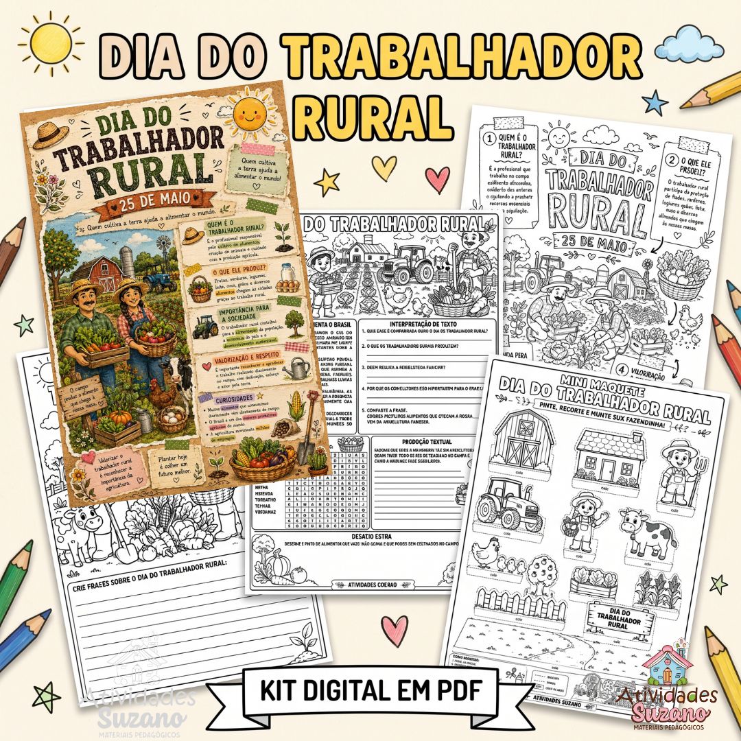 Atividades Dia do Trabalhador Rural para Imprimir em PDF
