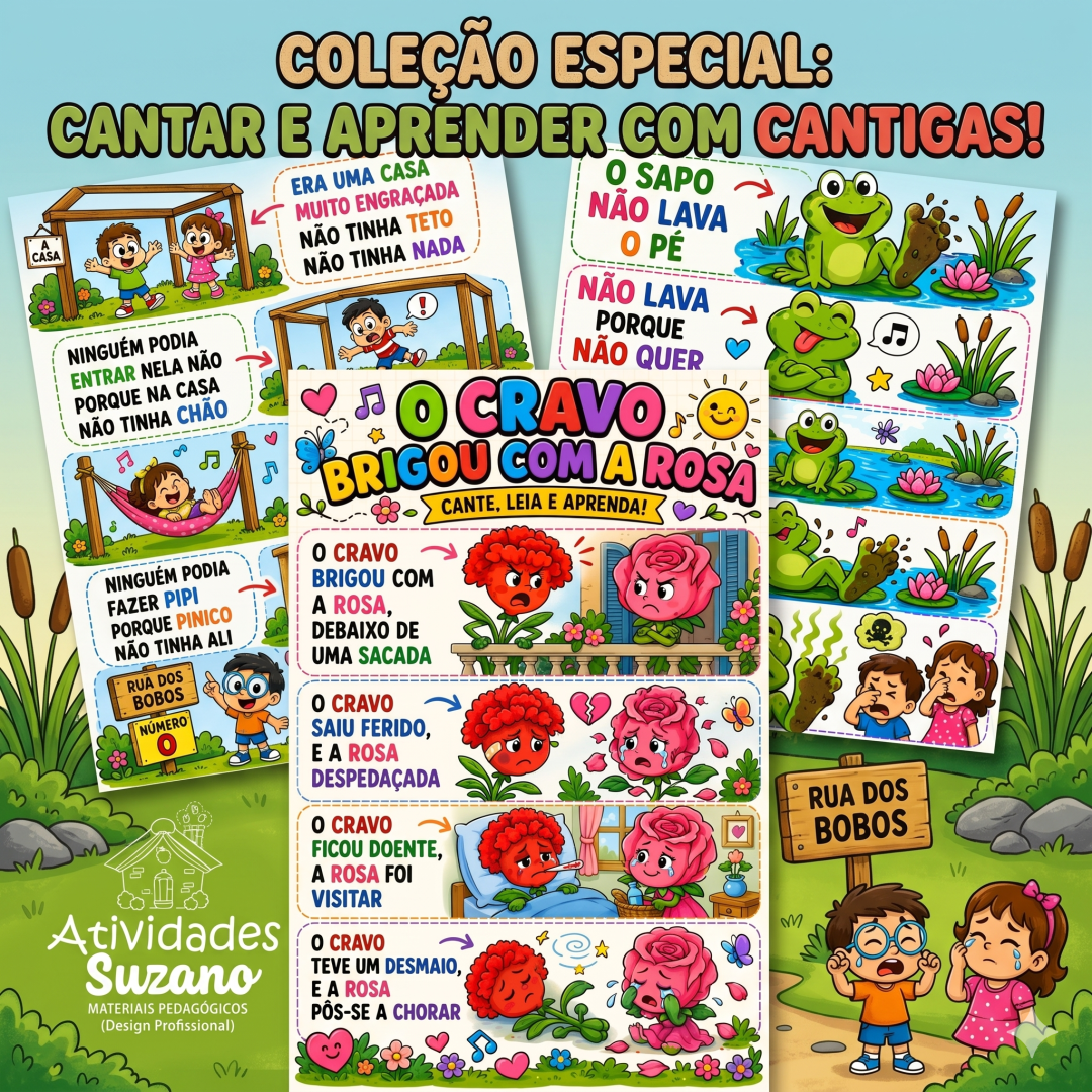 KIT COM 13 CARTAZES DE MÚSICAS INFANTIS