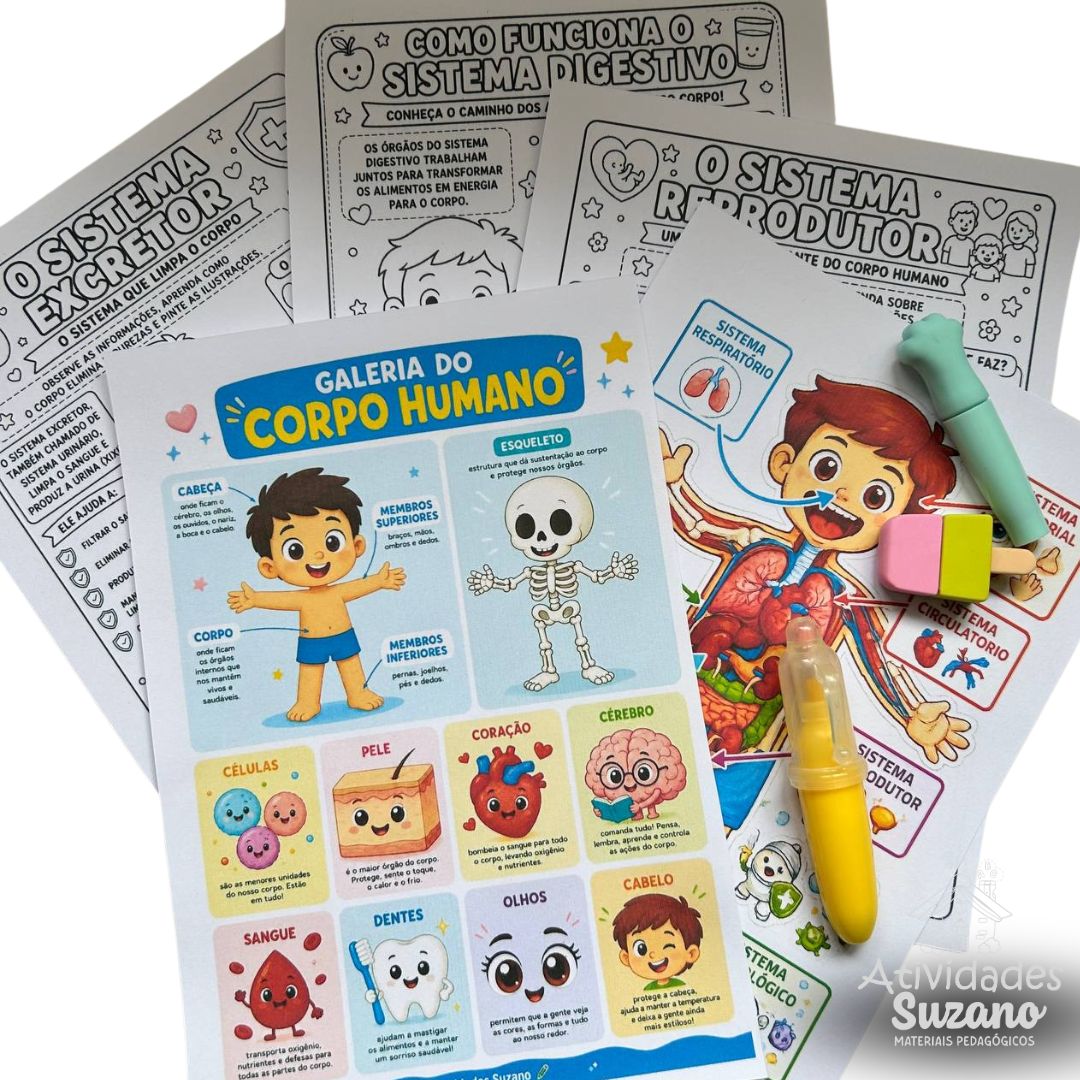 Kit Educativo Corpo Humano para Imprimir | Cartazes e Atividades