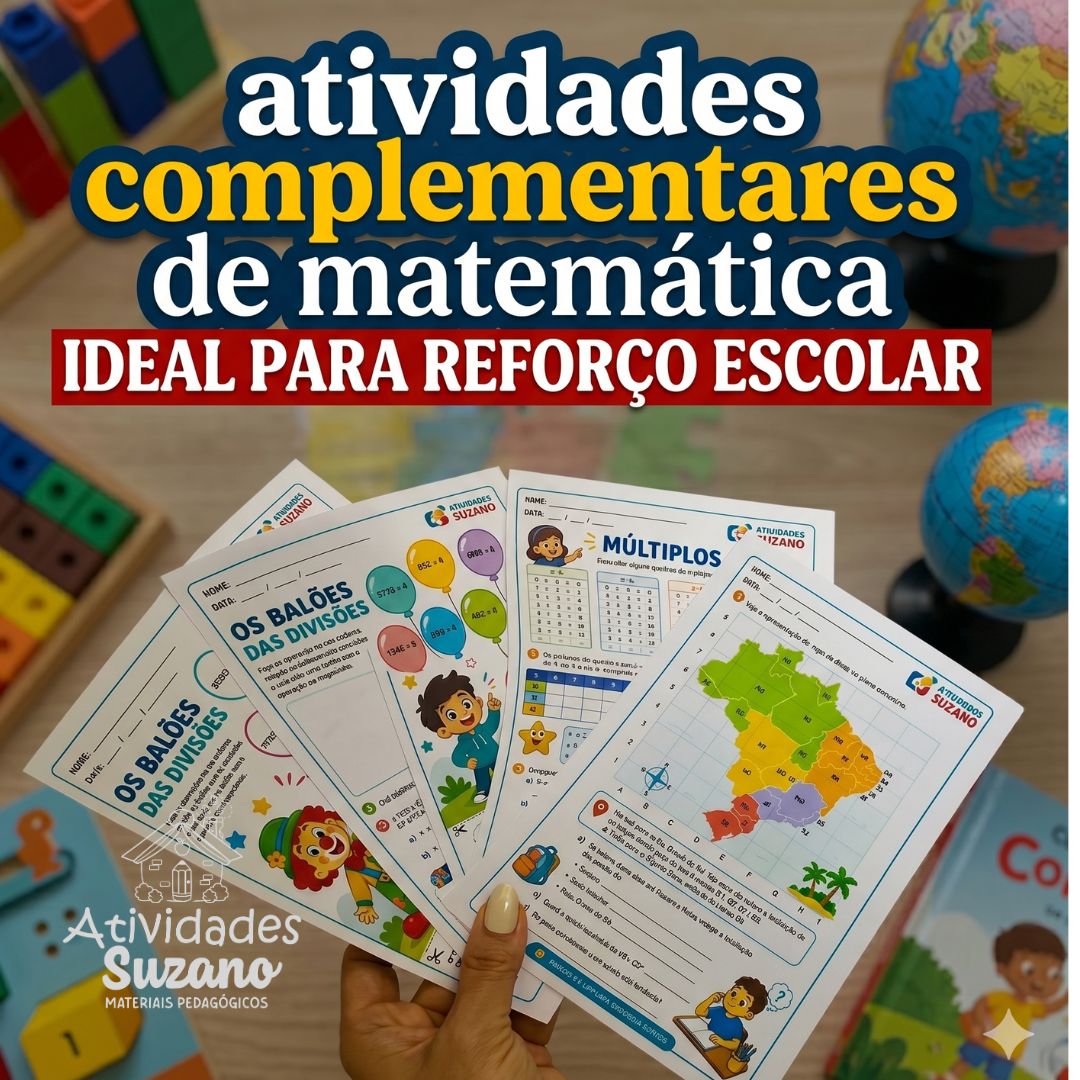 Kit Matemática 4º e 5º Ano – 10 Atividades Complementares de Divisão, Múltiplos, Divisores, Polígonos e Plano Cartesiano