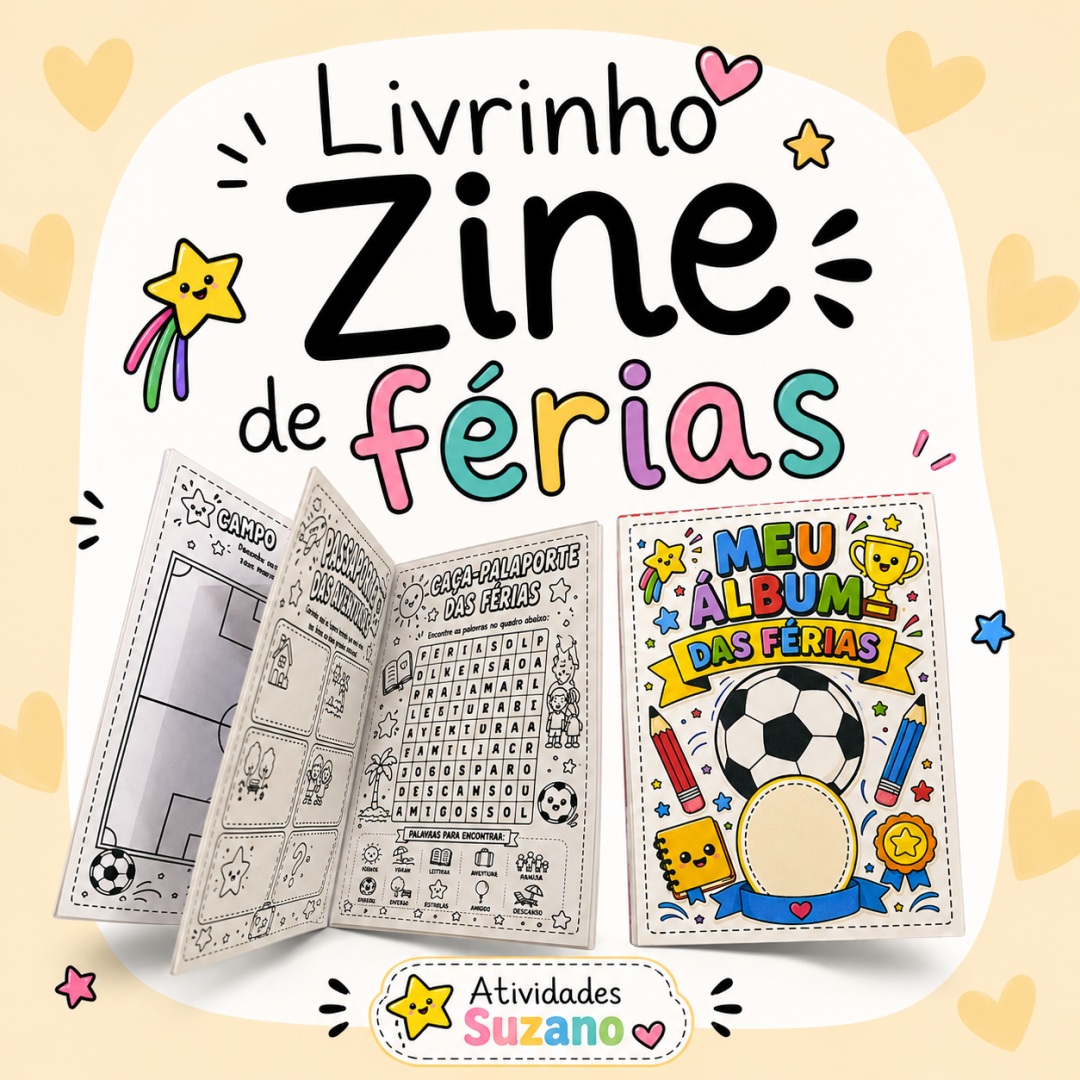 Livrinho Zine de Férias Infantil | Álbum de Atividades para Imprimir
