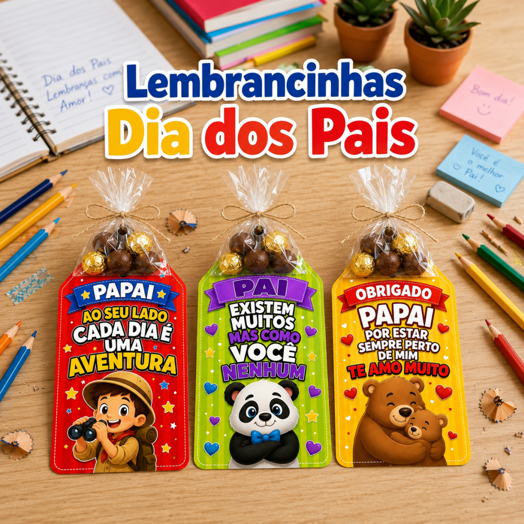 Tags Lembrancinha Dia dos Pais Para Imprimir – 6 Modelos Fofos com Bombom – PDF Pronto