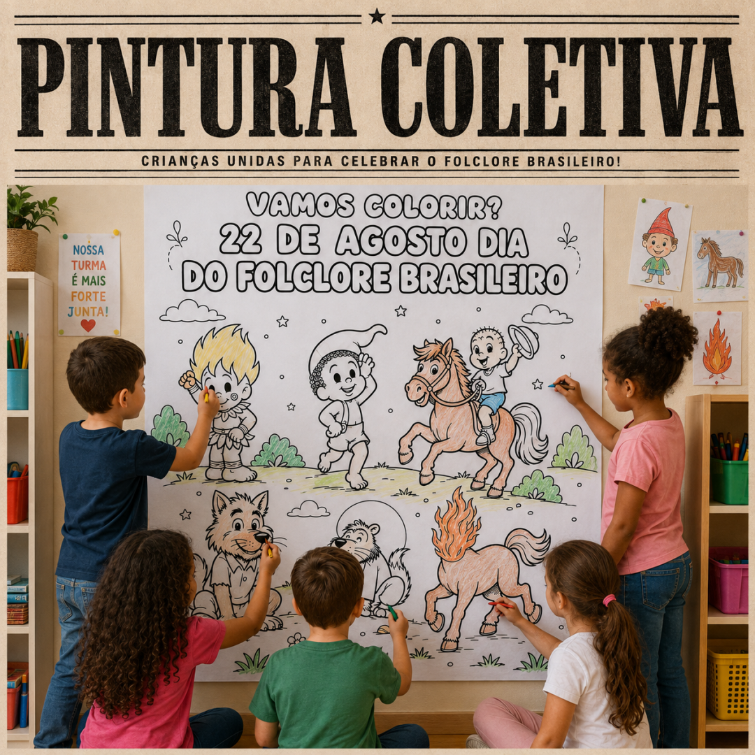 Painel Grande para Colorir – Dia do Folclore Brasileiro | 36 Folhas A4