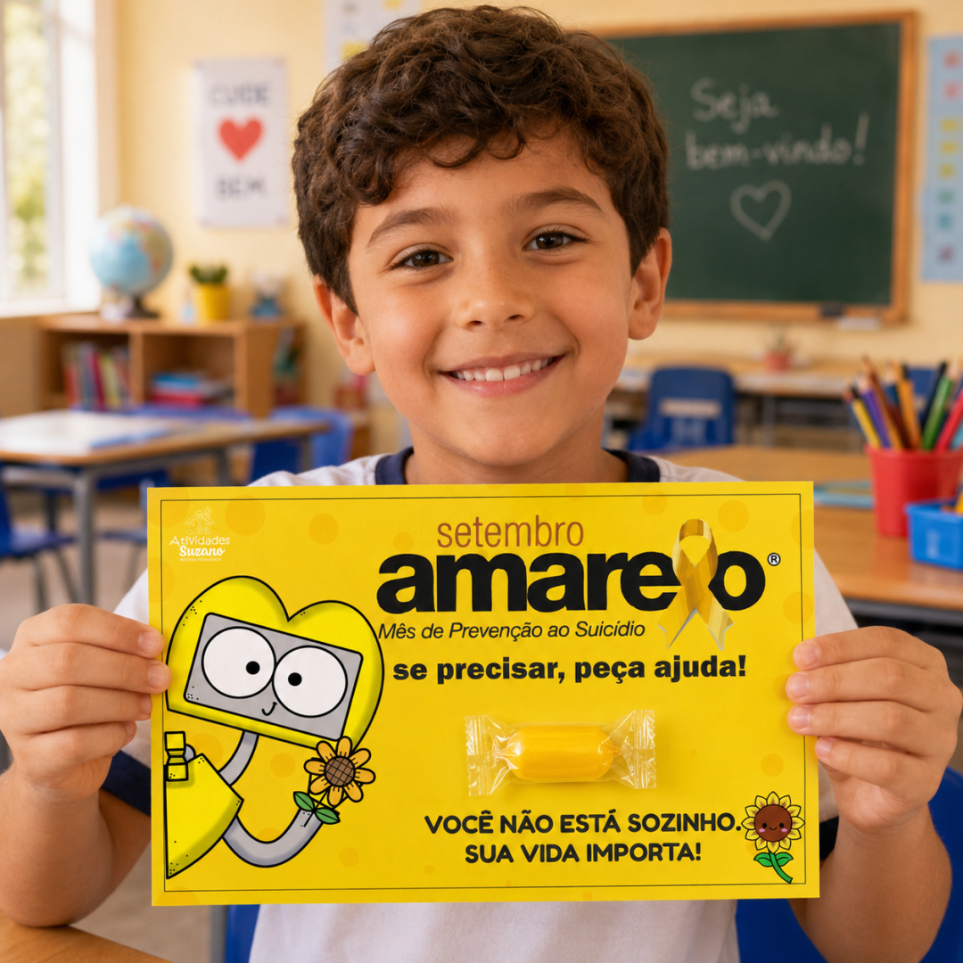 Cartão Lembrancinha Setembro Amarelo - Você Não Está Sozinho | Atividades Suzano