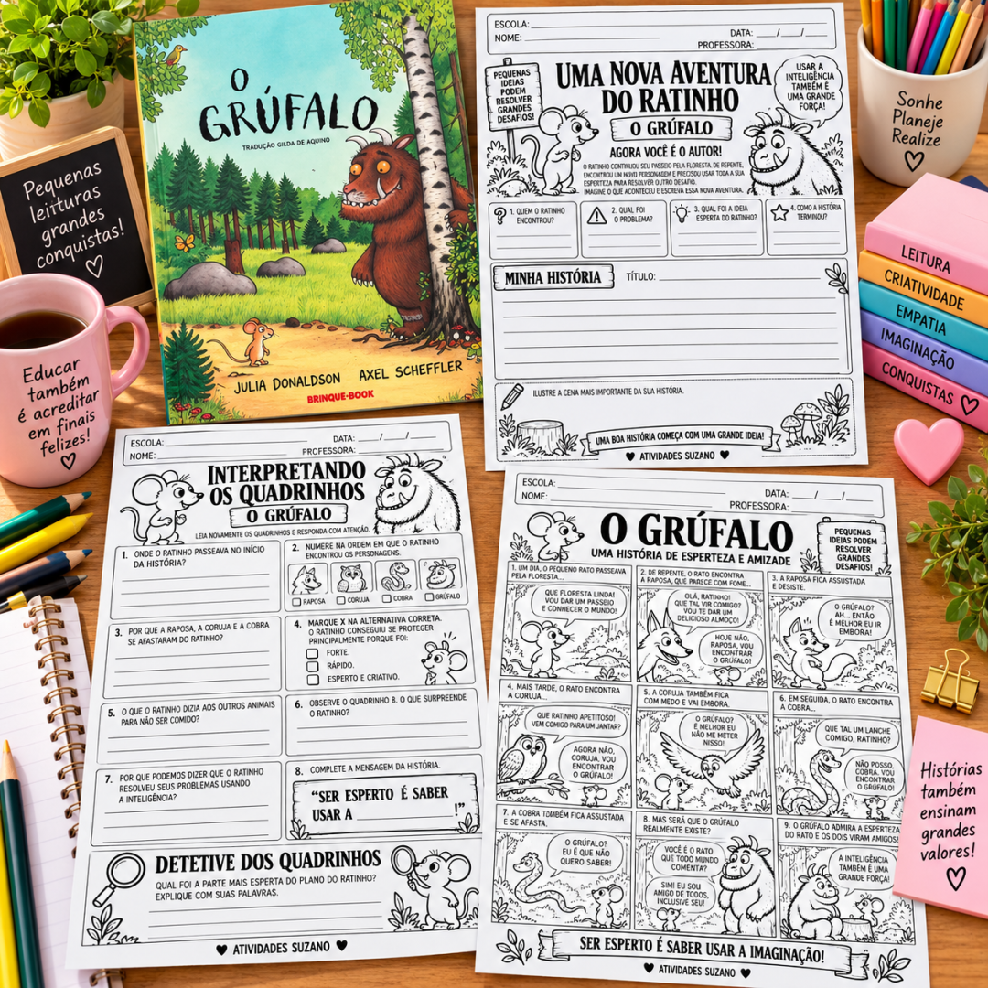 Atividade de interpretação de texto do Grúfalo com perguntas para 1º ao 3º ano