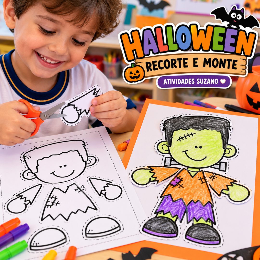 Halloween Recorte e Monte – Atividades de Recorte e Colagem