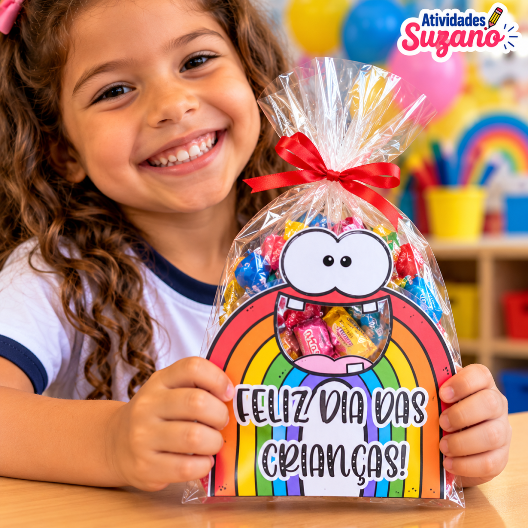Porta Bombom Dia das Crianças Arco-Íris - Lembrancinha com Celofane PDF