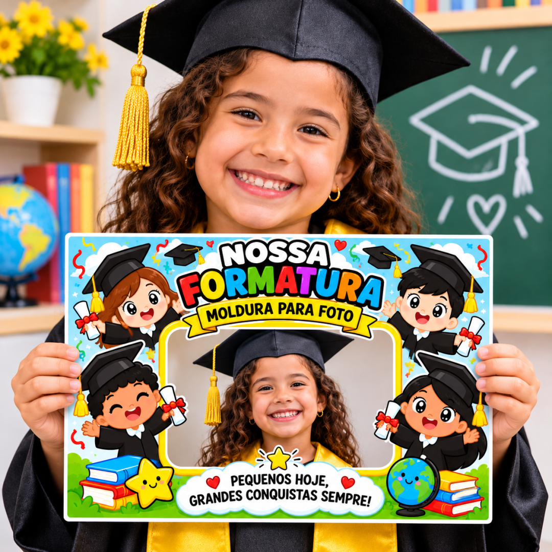 moldura foto formatura educacao infantil nossa formatura com espaço para inserir foto dos alunos