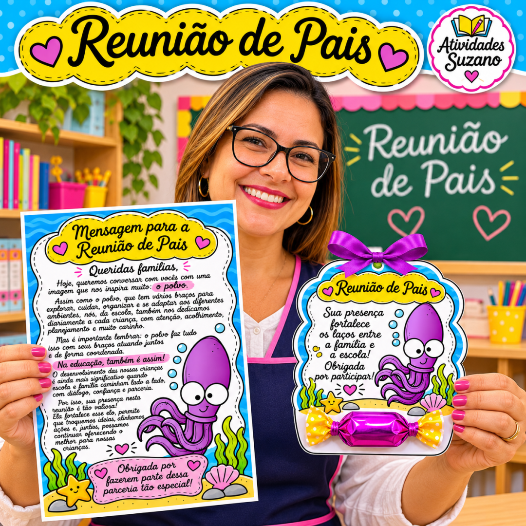 Kit Reunião de Pais para Imprimir – Tema Polvo em PDF